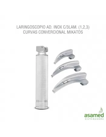 LARINGOSCOPIO AD. INOX C/3LAM. (1,2,3) CURVAS CONVERCIONAL MIKATOS