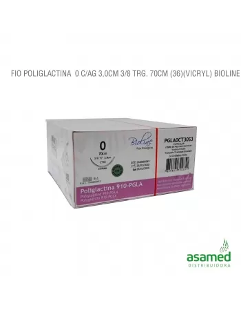 FIO POLIGLACTINA 0 C/AG 3,0CM 3/8 CIL. 70CM BIOLINE