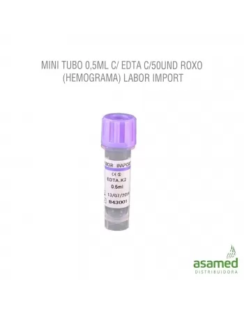 MINI TUBO 0,5ML C/ EDTA C/50UND ROXO (HEMOGRAMA) LABOR IMPORT