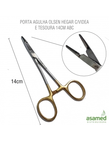 PORTA AGULHA OLSEN HEGAR C/VIDEA E TESOURA 14CM ABC