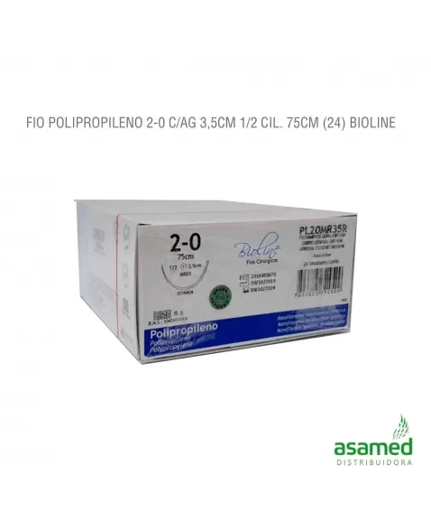 FIO POLIPROPILENO 2-0 C/AG 3,5CM 1/2 CIL. 75CM BIOLINE