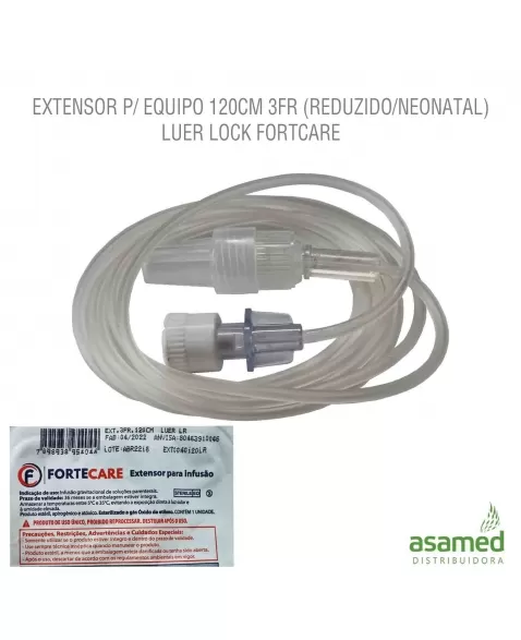 EXTENSOR P/ EQUIPO 120CM 3FR (REDUZIDO/NEONATAL) LUER LOCK ROTATORIO FORTCARE