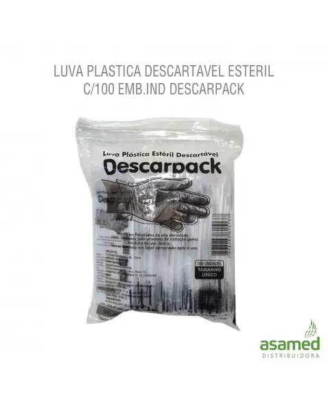 LUVA PLASTICA DESCARTAVEL ESTERIL C/100 EMB.IND DESCARPACK