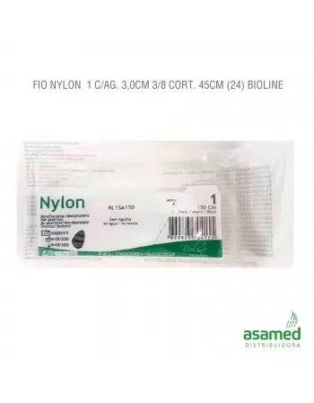 FIO NYLON 1 C/AG. 3,0CM 3/8 TRG. 45CM BC SUTURE