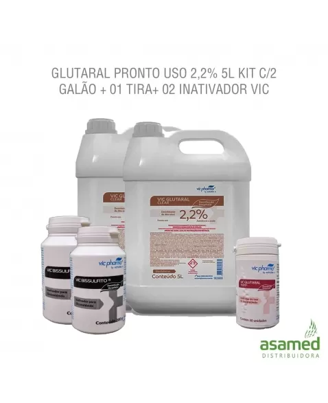 GLUTARAL PRONTO USO 2,2% 5L KIT C/2 GALÃO + 01 TIRA+ 02 INATIVADOR VIC