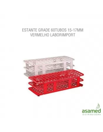 ESTANTE GRADE 60TUBOS 15-17MM VERMELHO LABORIMPORT