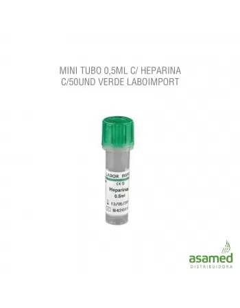 MINI TUBO 0,5ML C/ HEPARINA C/50UND VERDE LABOIMPORT