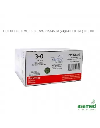 FIO POLIESTER VERDE 3-0 S/AG 15X45CM BIOLINE