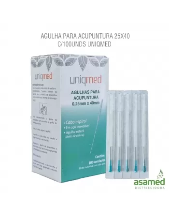 AGULHA PARA ACUPUNTURA 0,25X40MM C/100UNDS UNIQMED