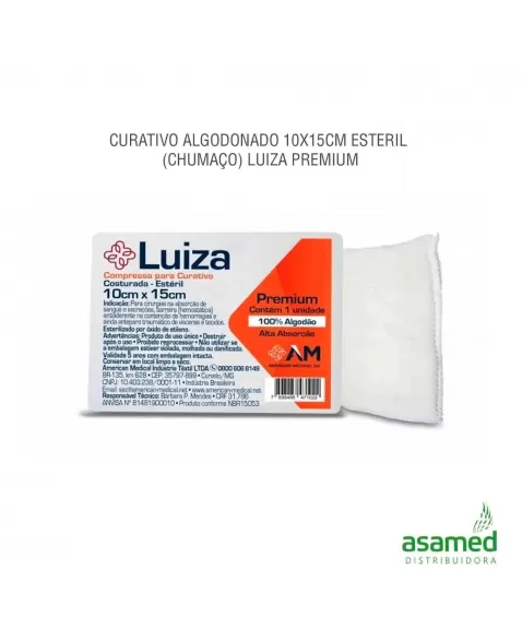 COMPRESSA PARA CURATIVO CIRURGICO ESTERIL 10X15CM LUIZA PREMIUM